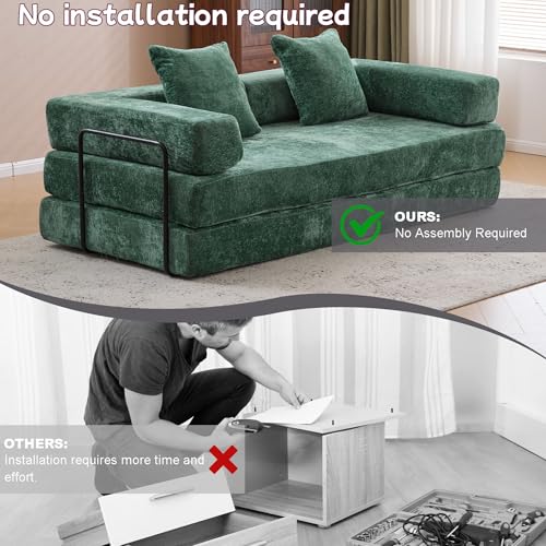 Foldable Floor Sofa Bed with Pillow Back and Armrest, Dark Gray S29408