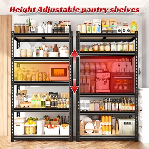Set of 2 Storage Shelves 5 Tier Heavy Duty Metal Shelving G85837