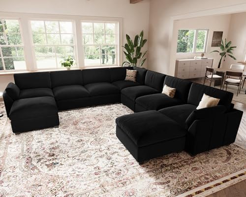 Extra Large Modular Sectional Sofa, 4-Seater L Shaped Couch, Velvet Convertible for Living Room L139
