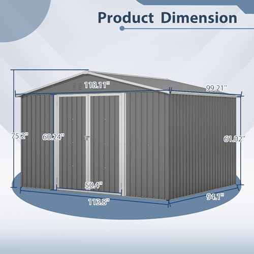 Outdoor Storage Shed, Heavy-Duty All-Weather Tool Shed with Lockable Doors C3585