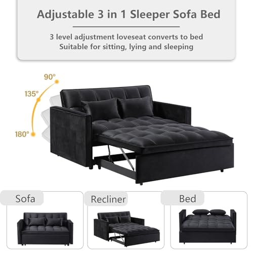 Convertible Sleeper Sofa Bed with Pull-Out Bed and Adjustable Backrest V521