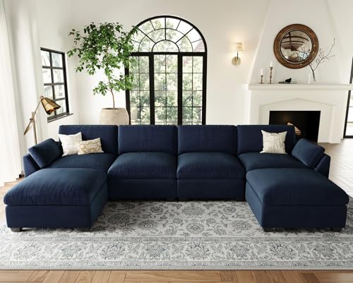 Extra Large Modular Sectional Sofa, 4-Seater L Shaped Couch, Velvet Convertible for Living Room L139