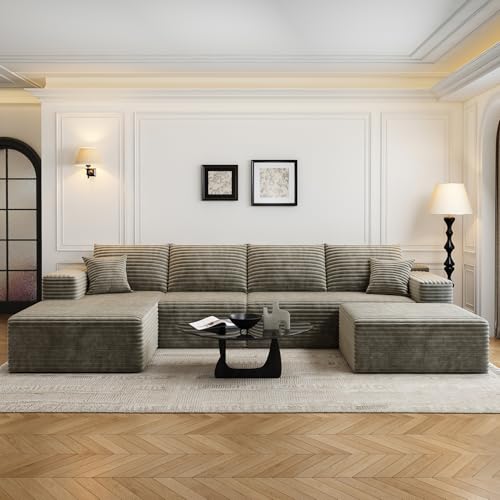 Modular Sectional Sofa with Ottoman, U-Shaped Deep Seat Couch for Living Room O870