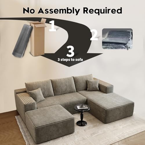 Modular Sectional Sofa with Ottoman, U-Shaped Deep Seat Couch for Living Room O870