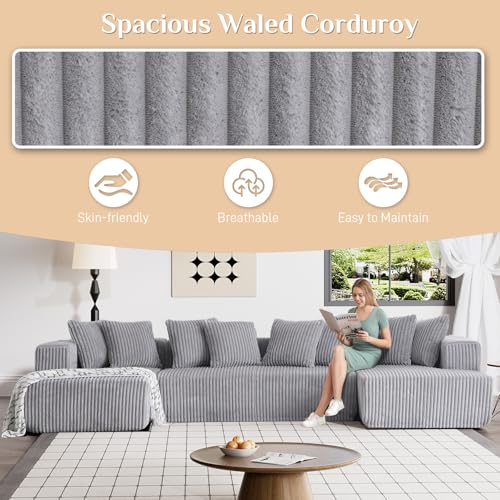 Modular Sectional Sofa with Chaise Lounge, Corduroy Memory Foam, Black Z82307