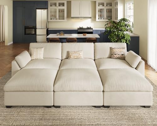 Extra Large Modular Sectional Sofa, 4-Seater L Shaped Couch, Velvet Convertible for Living Room L139