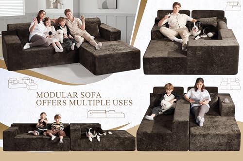 L-Shape Modular Sectional Sofa with Deep Seat, No Assembly Required C597556