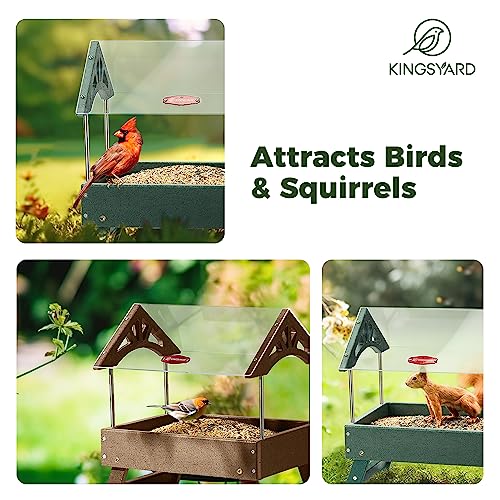 Ground Bird Feeder for Outdoors - Recycled Plastic Platform Feeder for Wild Birds, Rainproof, 5 LBS Capacity F69206