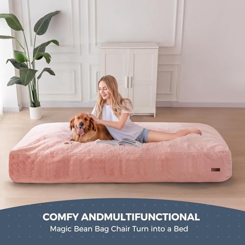 Giant Bean Bag Chair Bed for Adults, Convertible Floor Sofa Mattress R473823