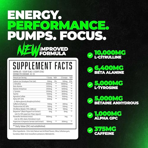 Pre Workout, Advanced Formula, Boosts Energy, Focus & Performance B1952