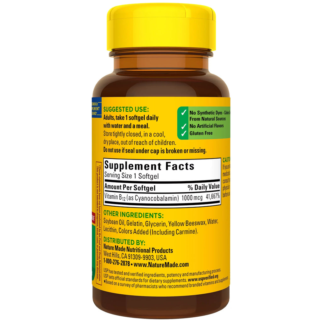 Vitamin B12 1000 mcg Softgels, Dietary Supplement, 310 Count L4012