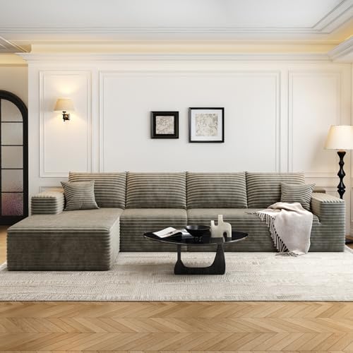 Modular Sectional Sofa with Ottoman, U-Shaped Deep Seat Couch for Living Room O870