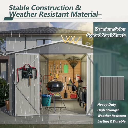 Outdoor Storage Shed, Heavy-Duty All-Weather Tool Shed with Lockable Doors C3585