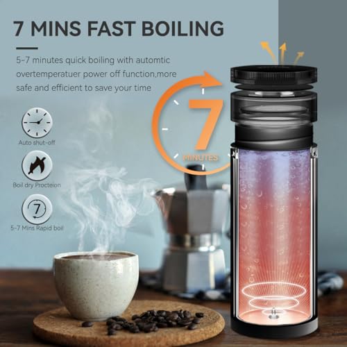 Portable Electric Travel Kettle with Temperature Control, Stainless Steel, White P764