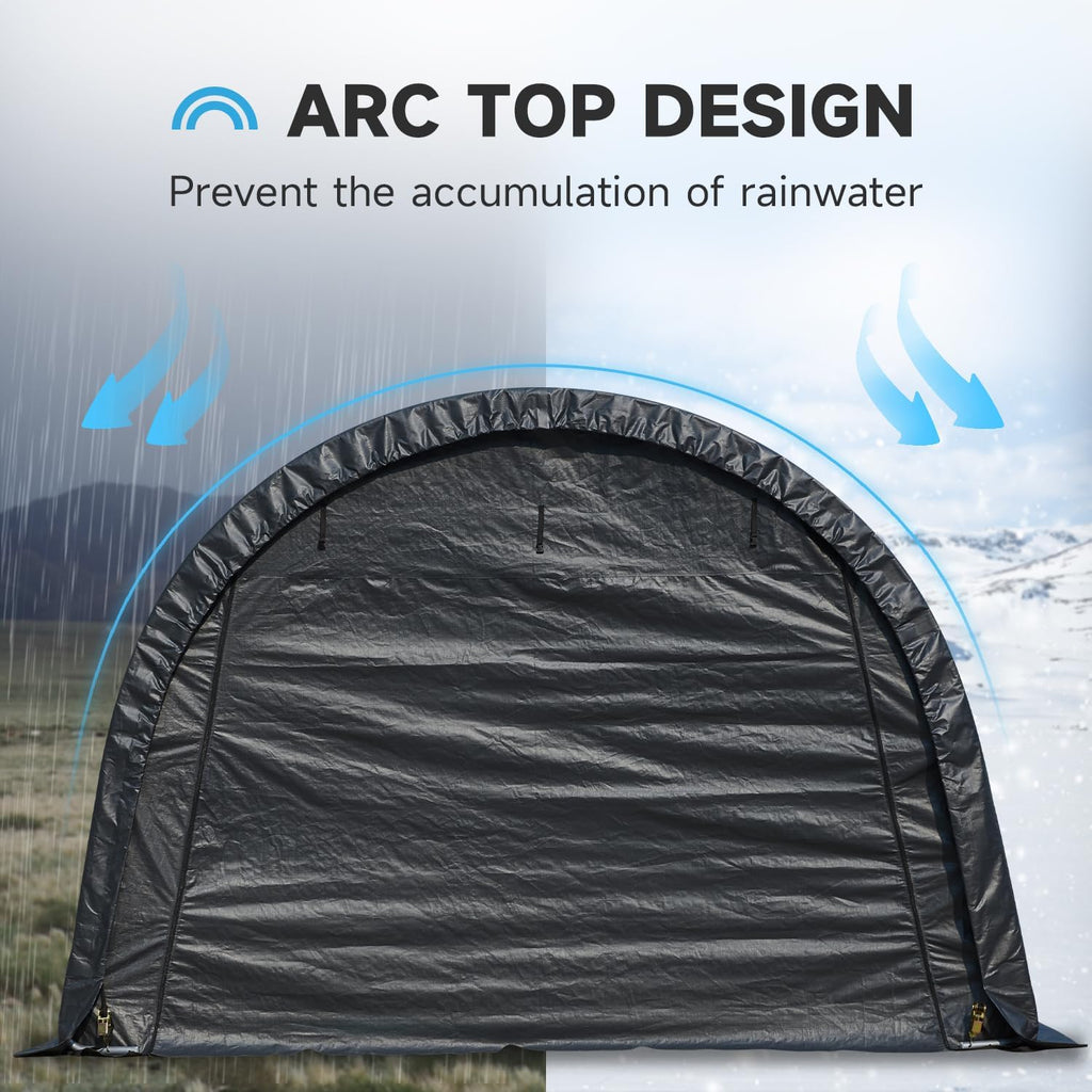 Heavy Duty Portable Carport with All-Steel Frame and Round Roof P8283