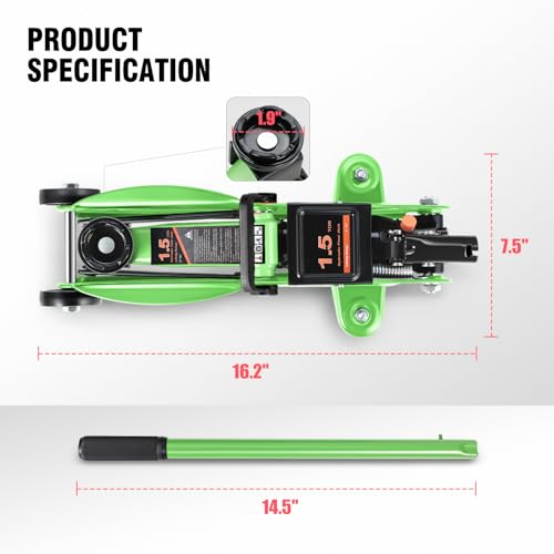 Floor Jack 3 Ton Capacity, Low Profile Heavy Duty Hydraulic Car Jack, Lifting Range 3"-20" O821