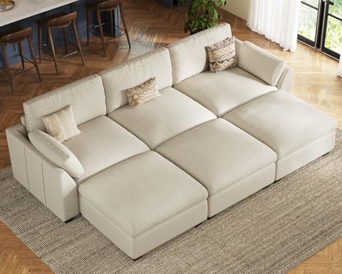 Extra Large Modular Sectional Sofa, 4-Seater L Shaped Couch, Velvet Convertible for Living Room L139