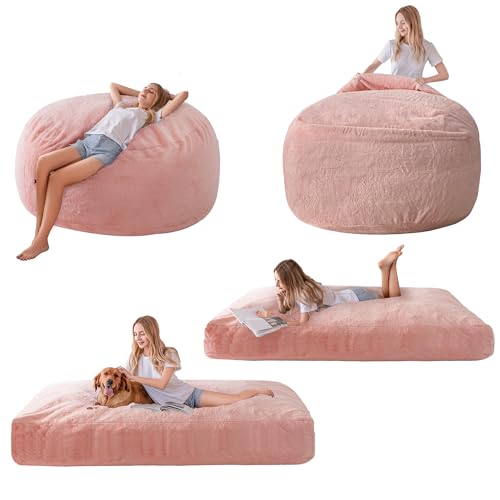 Giant Bean Bag Chair Bed for Adults, Convertible Floor Sofa Mattress R473823