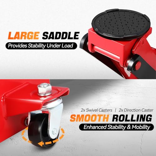 4 Ton Low Profile Floor Jack, Heavy Duty Steel Hydraulic with Dual Pistons Quick Lift Pump P3195