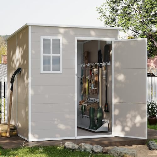 Outdoor Storage Shed 6 x 6 FT Resin Garden Shed with Lockable Door U891
