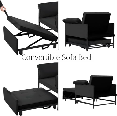 Sleeper Sofa Bed with Side Pocket, Convertible Futon Couch for Living Room X8857