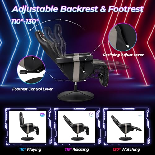 Massage Gaming Chair with Adjustable Backrest and Footrest G669073