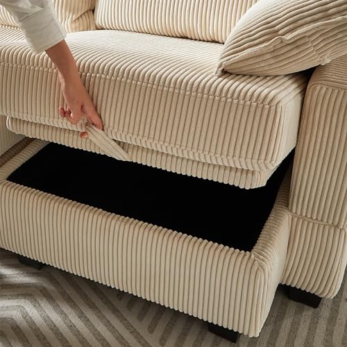 Modular Storage Sectional Sofa with Movable Ottomans, U-Shaped Chenille U839651