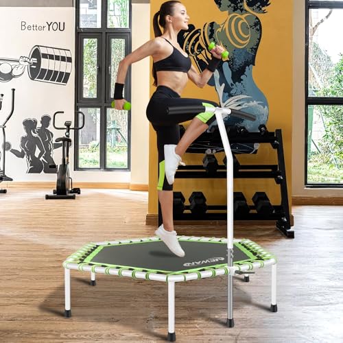 Fitness Trampoline with Adjustable Handle Bar, Bungee Rebounder for Adults W331187