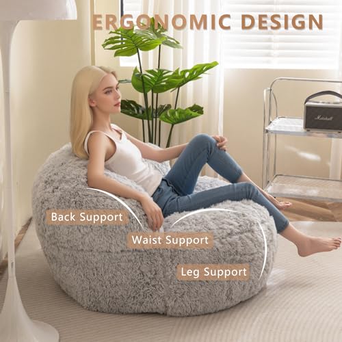 Giant Faux Fur Bean Bag Chair for Adults with Filler T74545