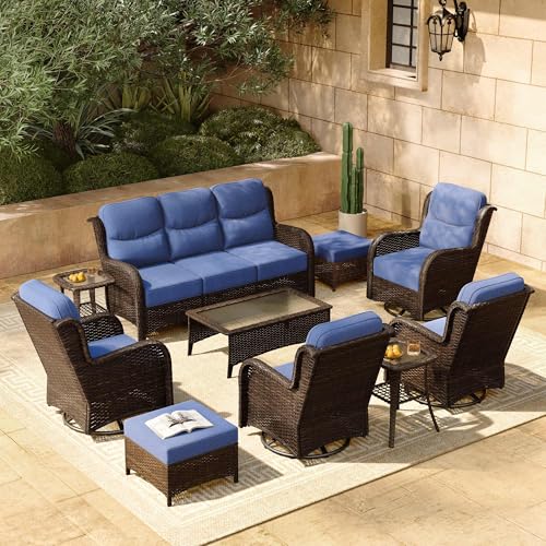 Outdoor Wicker Conversation Set with Cushions, 7 Pieces P4930