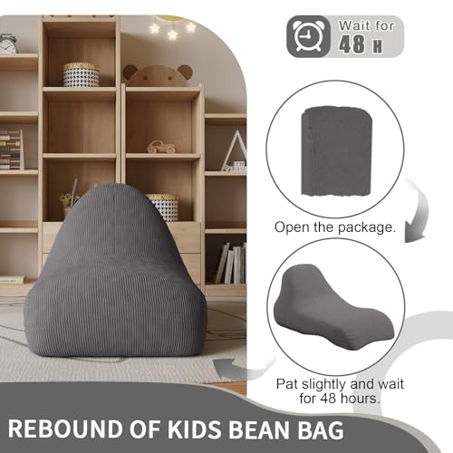 Unicorn Bean Bag Chair for Kids with Filler, Corduroy Floor Lounger, Pink W9694
