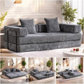 Foldable Floor Sofa Bed with Pillow Back and Armrest, Dark Gray S29408