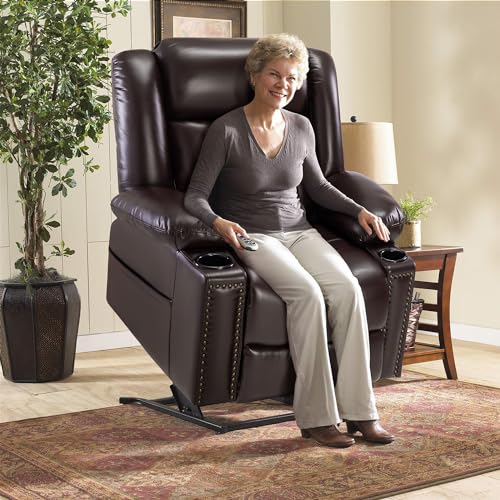 Power Lift Recliner Chair for Elderly with Heat and Massage, Adjustable Positions, Dark Brown P618617
