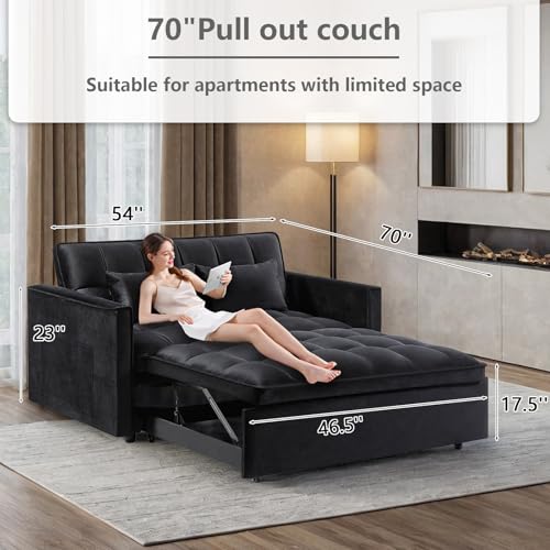Convertible Sleeper Sofa Bed with Pull-Out Bed and Adjustable Backrest V521