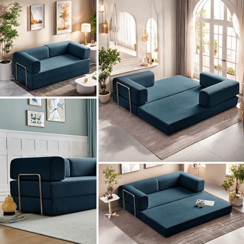 Foldable Floor Sofa Bed with Pillow Back and Armrest, Dark Gray S29408