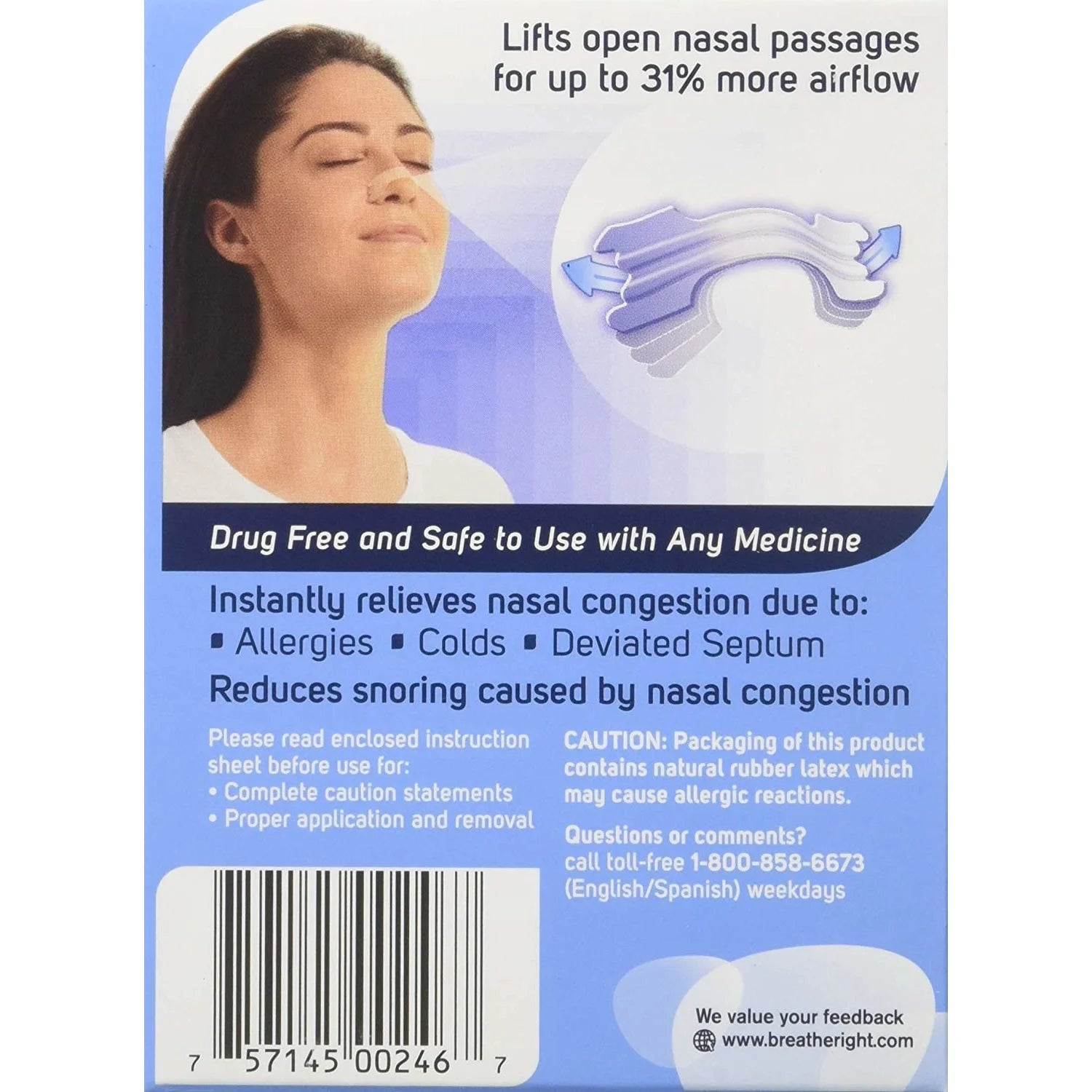 Nasal Strips for Sensitive Skin, 30 Large Clear Strips per Pack O395155