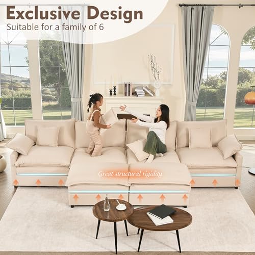 U Shaped Modular Sectional Sofa with Ottoman, Chenille, Black Z16537