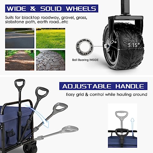 Folding Utility Wagon Cart with Wheels and Cupholders Y414202