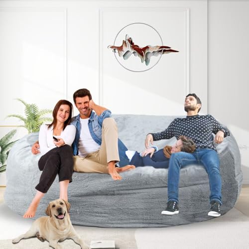 Bean Bag Chair for Adults 3FT, Soft Removable Cover, Light Gray X3039