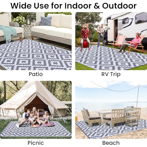 Waterproof Outdoor Rug 5x8 ft, Reversible Plastic Straw Patio Mat Z2613