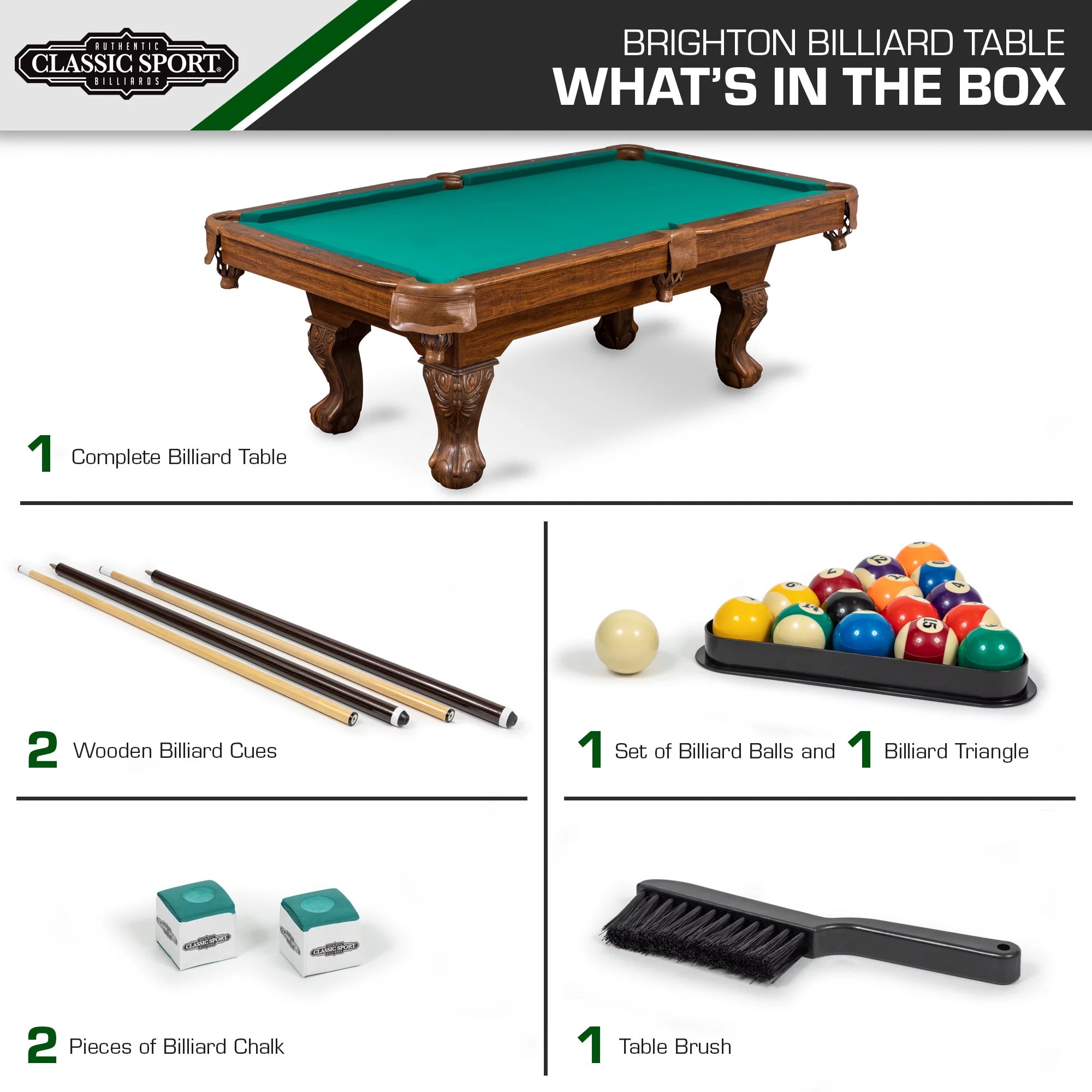 87" Billiard Pool Table in Green A99819