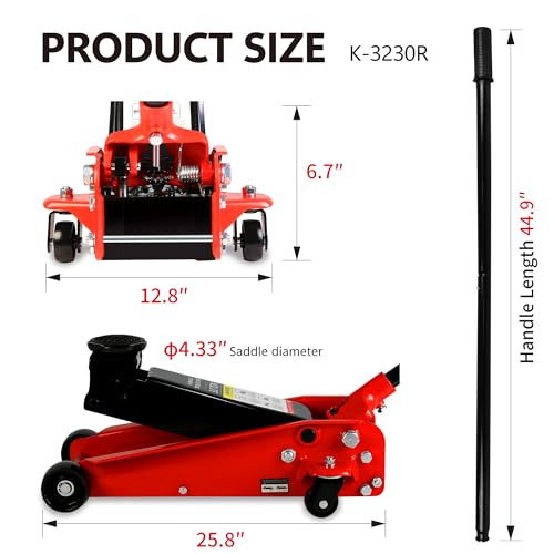 Heavy Duty Hydraulic Floor Jack, Low Profile Steel Racing Jack, 2 Ton Capacity, Blue H1350