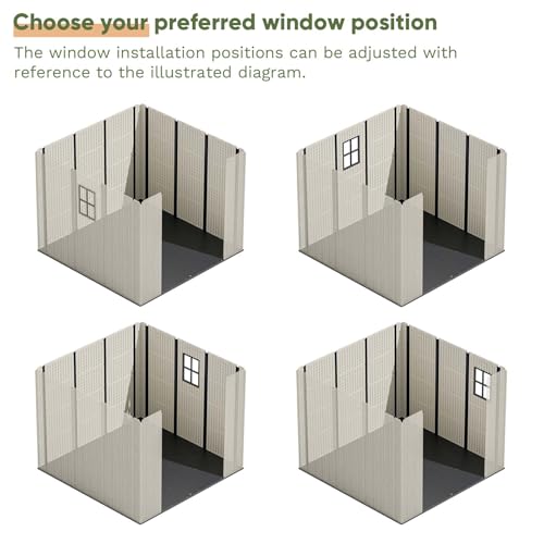Outdoor Plastic Storage Shed with Floor, Window and Lockable Door A4787