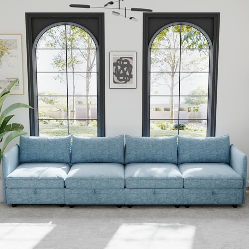 Modular Storage Sectional Sofa with Movable Ottomans, U-Shaped Chenille U839651