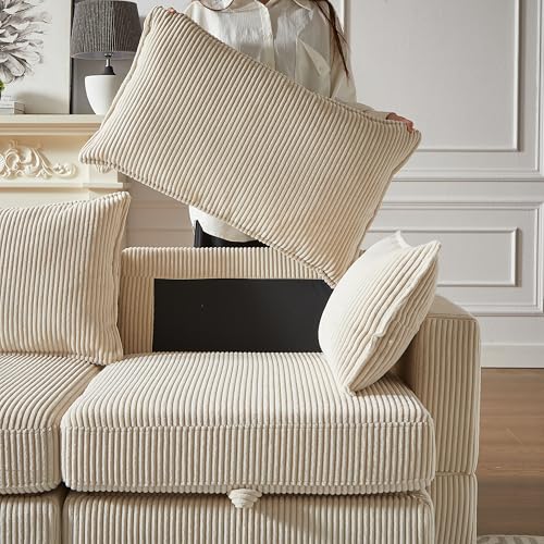 Modular Storage Sectional Sofa with Movable Ottomans, U-Shaped Chenille U839651