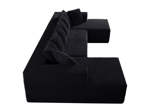 Modular Sectional Sofa with Chaise Lounge, Corduroy Memory Foam, Black Z82307