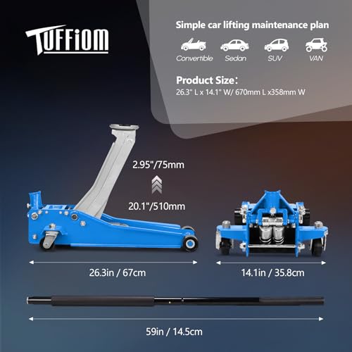 Low Profile Floor Jack with Dual Pistons for Cars & SUVs R835042