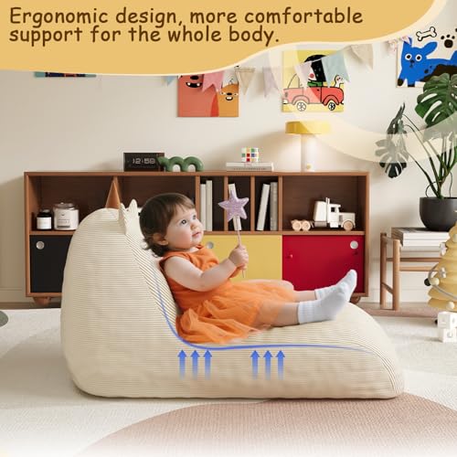 Unicorn Bean Bag Chair for Kids with Filler, Corduroy Floor Lounger, Pink W9694