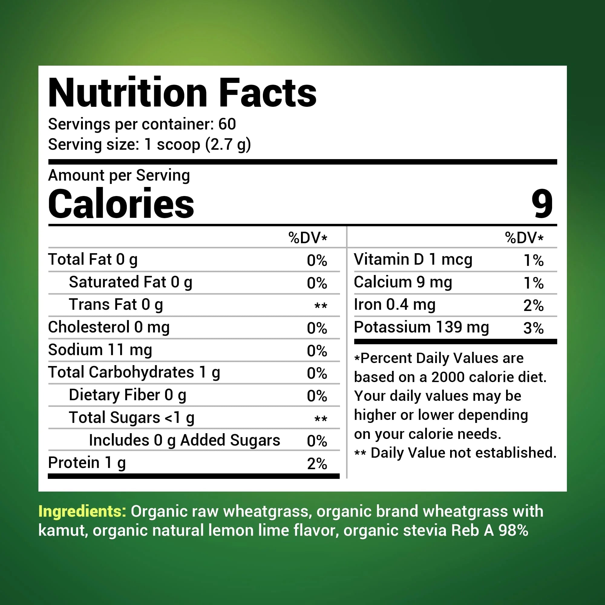 Organic Wheatgrass Superfood Powder, Lemon Flavor, 164g K353