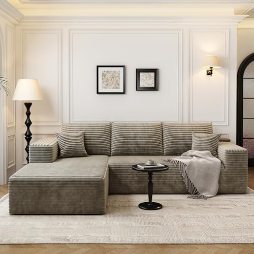 Modular Sectional Sofa with Ottoman, U-Shaped Deep Seat Couch for Living Room O870